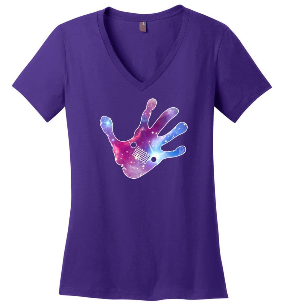 Colorful Water Color Hand Jeep Wave - Ladies V-Neck - Purple / M