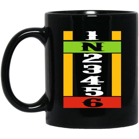 Cool Biker T-shirt Motorcycle Gear Shift Racing 1N23456 11 oz Black Mug - Black / One Size - Drinkware