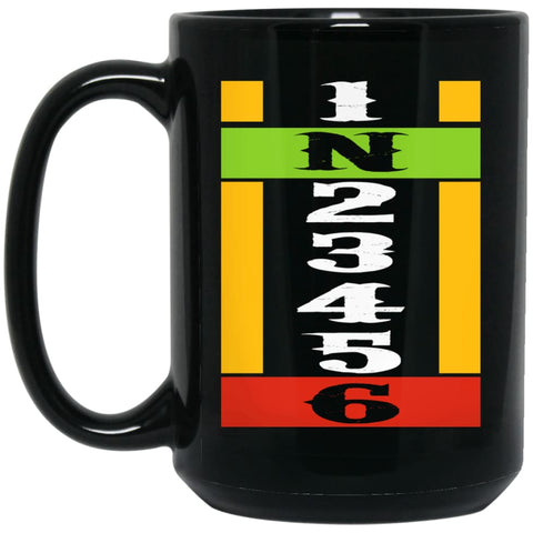 Cool Biker T-shirt Motorcycle Gear Shift Racing 1N23456 15 oz Black Mug - Black / One Size - Drinkware