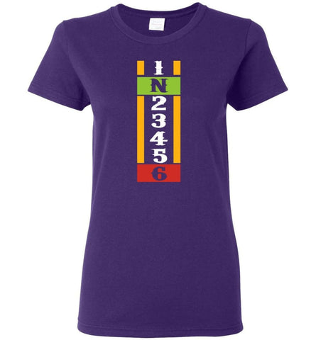 Cool Biker T shirt Motorcycle Gear Shift Racing 1N23456 Women Tee - Purple / M