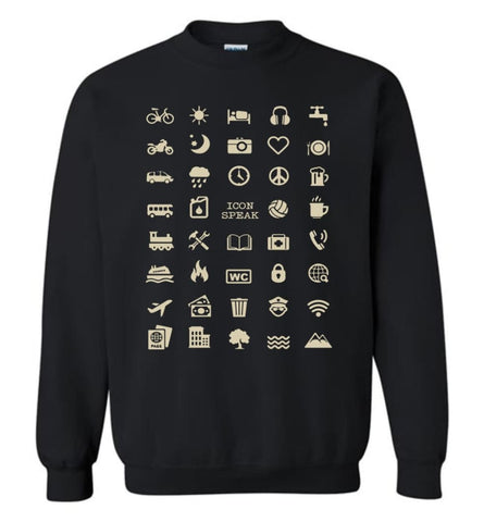 Cool Traveller T Shirt Iconspeak Love Travel 40 Travel Icons Sweatshirt - Black / M