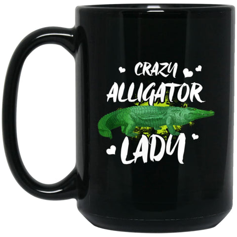 Crazy Alligator Lady 15 oz Black Mug - Black / One Size - Drinkware