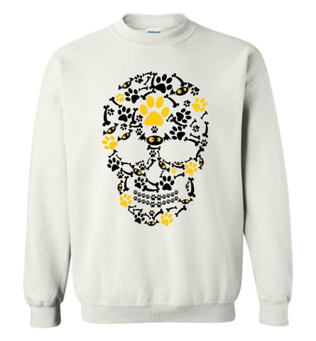 Crazy Cool Pumpkin Dog Paw Face Scary Halloween Skull - Sweatshirt - White / M - Sweatshirt