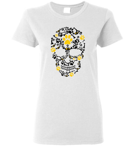 Crazy Cool Pumpkin Dog Paw Face Scary Halloween Skull - Women Tee - White / M - Women Tee