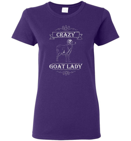 Crazy Goat Lady Funny Gift Shirt for Goat Lovers Women Tee - Purple / M