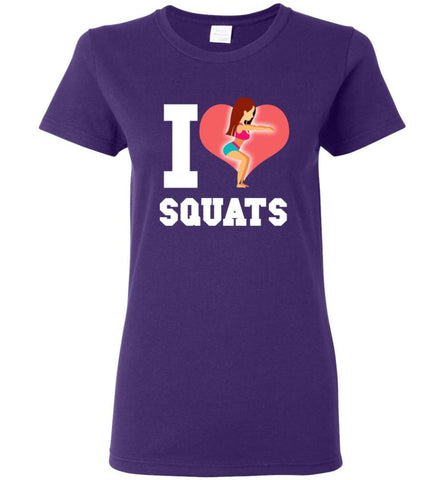 Crossfit Fitness Workout Lover Shirt I Love Squats Women Tee - Purple / M