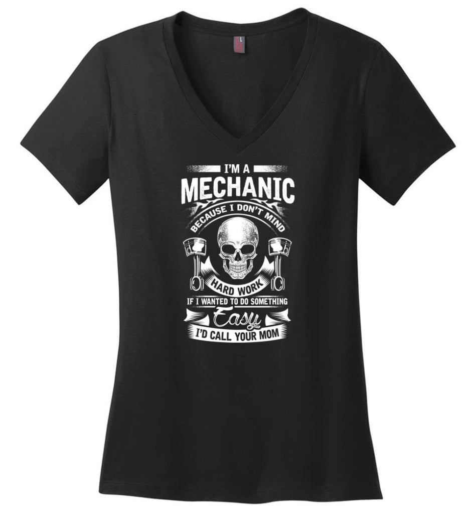Curious Enough To Take It Apart Skilled Mechanic T Shirt Ladies V-Neck - Black / M