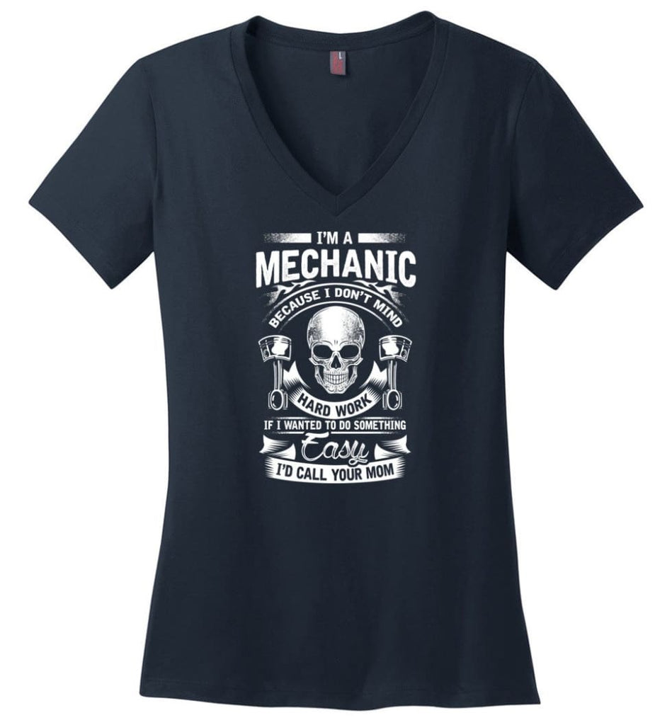 Curious Enough To Take It Apart Skilled Mechanic T Shirt Ladies V-Neck - Navy / M