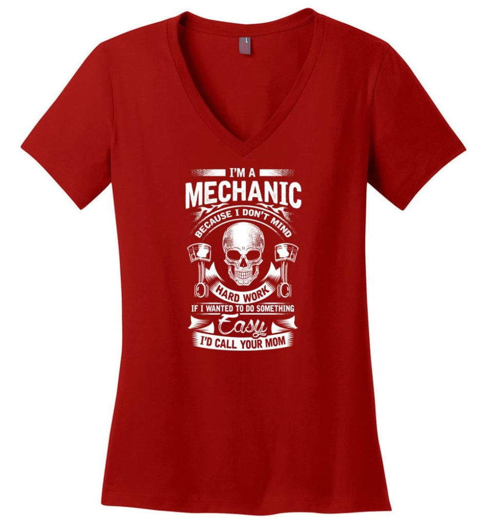 Curious Enough To Take It Apart Skilled Mechanic T Shirt Ladies V-Neck - Red / M