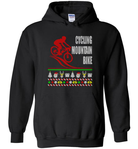 Cycling Mountain Bike 2 Ugly Christmas Sweater.png - Hoodie - Black / M