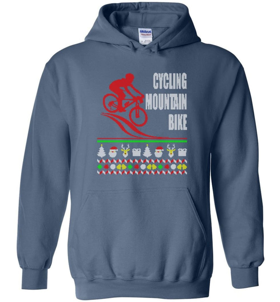 Cycling Mountain Bike 2 Ugly Christmas Sweater.png - Hoodie - Indigo Blue / M