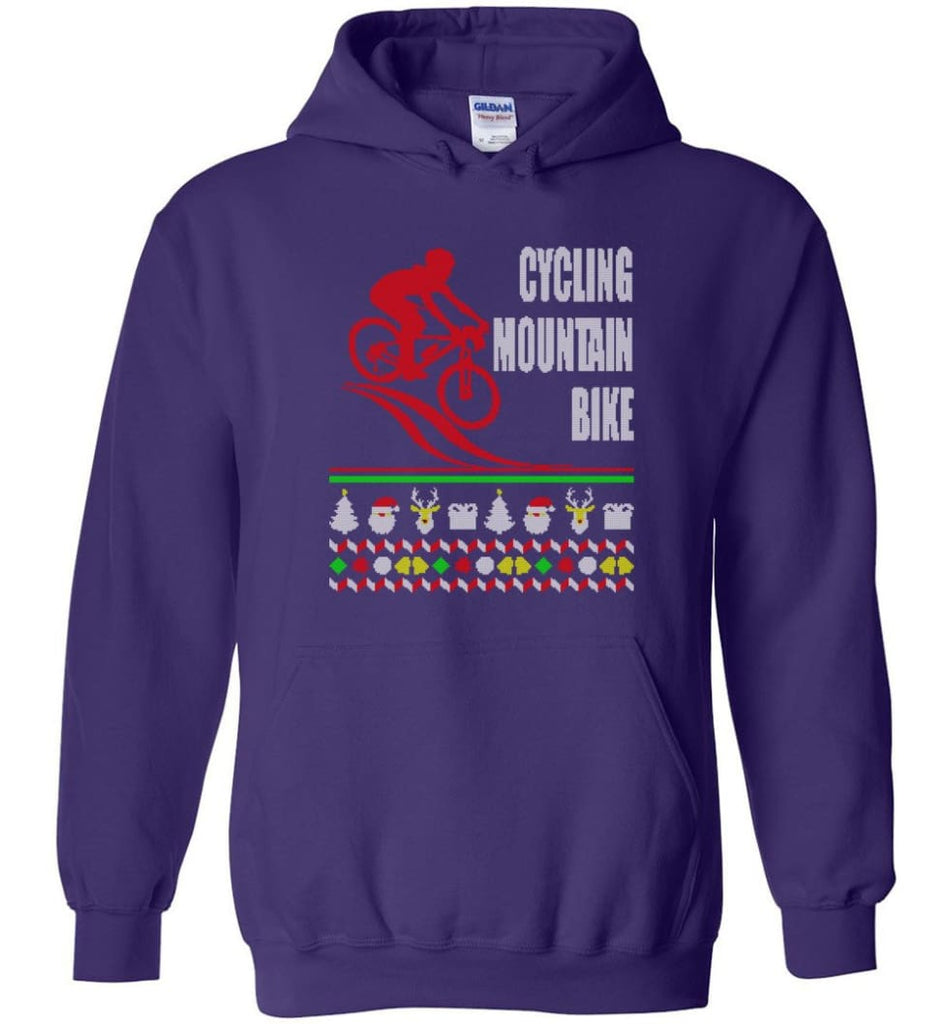 Cycling Mountain Bike 2 Ugly Christmas Sweater.png - Hoodie - Purple / M