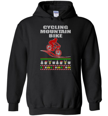 Cycling Mountain Bike Ugly Christmas Sweater - Hoodie - Black / M