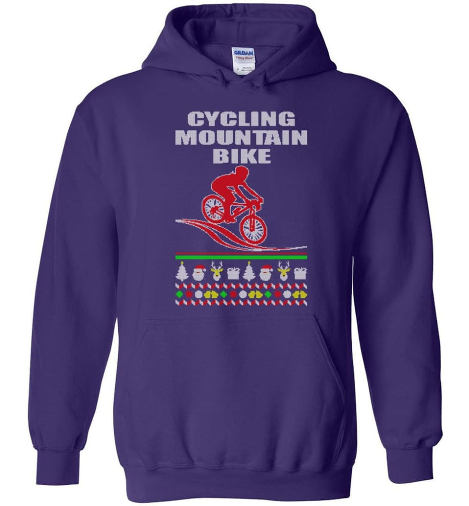 Cycling Mountain Bike Ugly Christmas Sweater - Hoodie - Purple / M