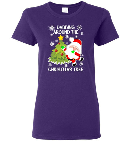 Dabbing Around The Christmas Tree Funny Christmas Gift Shirt Ladies Short-Sleeve - Purple / M