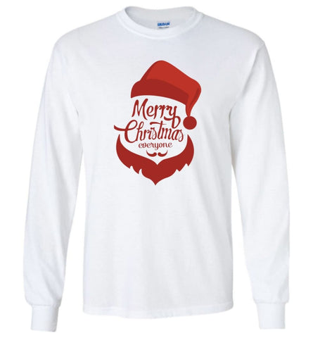 Dabbing Santa Christmas Sweater Merry Christmas Everyone Christmas Pregnancy Shirts - Long Sleeve T-Shirt - White / M