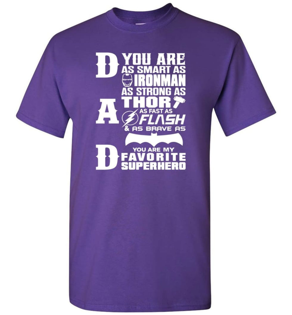 Dad Our Favourite Superhero Funny Fathers Day Shirt - Short Sleeve T-Shirt - Purple / S
