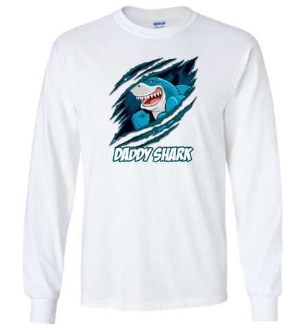 Daddy Shark New Dad Dad And Baby Matching - Long Sleeve - White / M - Long Sleeve