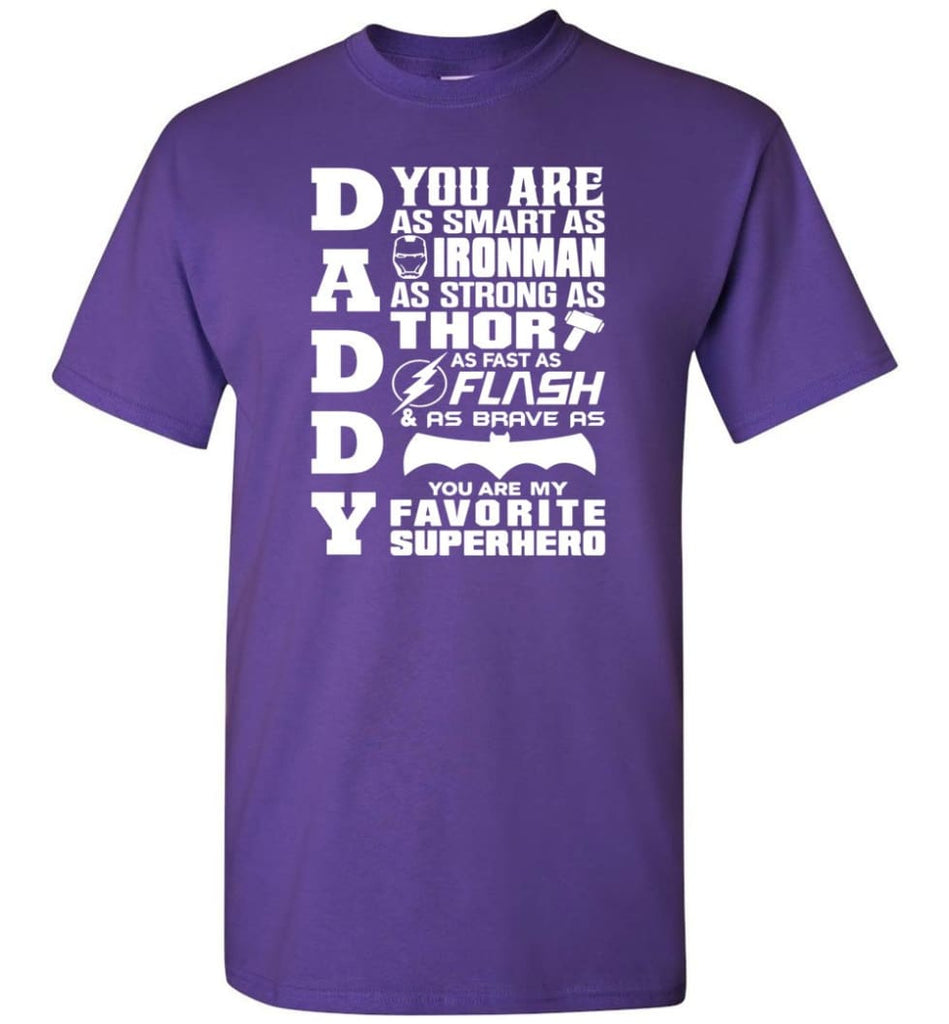 Daddy Superhero Shirt Daddy Shirt For Father’s Day - Short Sleeve T-Shirt - Purple / S