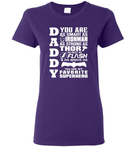 Daddy Superhero Shirt Daddy Shirt For Father’s Day Women Tee - Purple / M