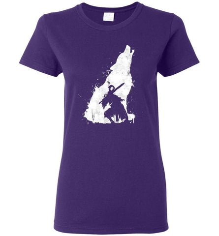 Dark Souls WOLF Hero DS 2 T shirt Sif The Great Grey Wolf - Ladies Short-Sleeve - Purple / M