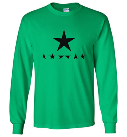 Davids Shirt Bowie Gift for Fans Starman and Heroes Black Star s Long Sleeve - Irish Green / M