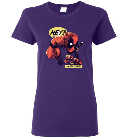 Deadpool Christmas Shirt Deadpool Work Shirt Deadpool Gifts For Men Hey Nice Shirt Women T-Shirt - Purple / M
