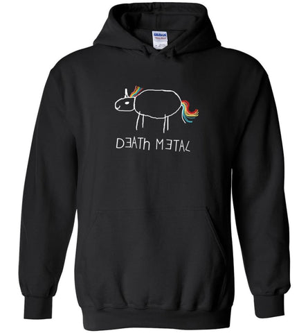 Death Metal Unicorn Shirt Death Metal Rainbow Hoodie Sweatshirt - Hoodie - Black / M