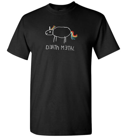 Death Metal Unicorn Shirt Death Metal Rainbow Hoodie Sweatshirt - T-Shirt - Black / S