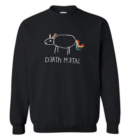 Death Metal Unicorn Shirt Death Metal Rainbow Hoodie Sweatshirt Sweatshirt - Black / M