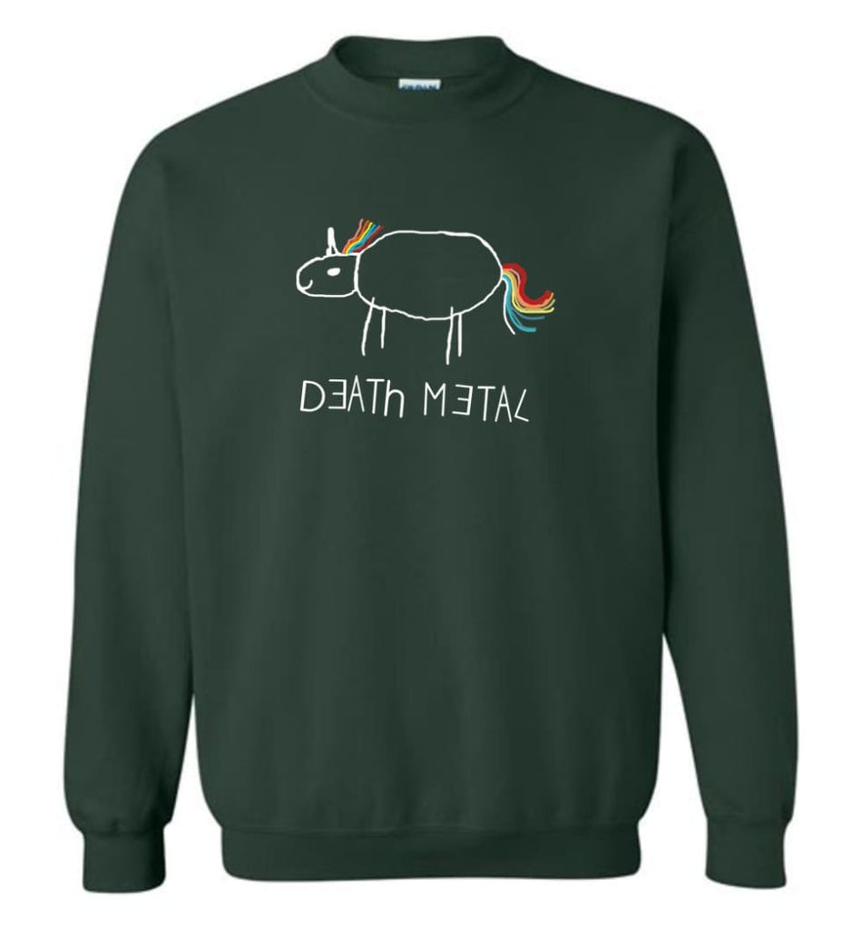 Death Metal Unicorn Shirt Death Metal Rainbow Hoodie Sweatshirt Sweatshirt - Forest Green / M