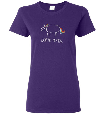 Death Metal Unicorn Shirt Death Metal Rainbow Hoodie Sweatshirt - Women T-shirt - Purple / M