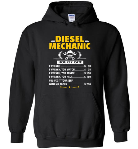 Diesel Mechanic Hourly Rate Hoodie - Black / M