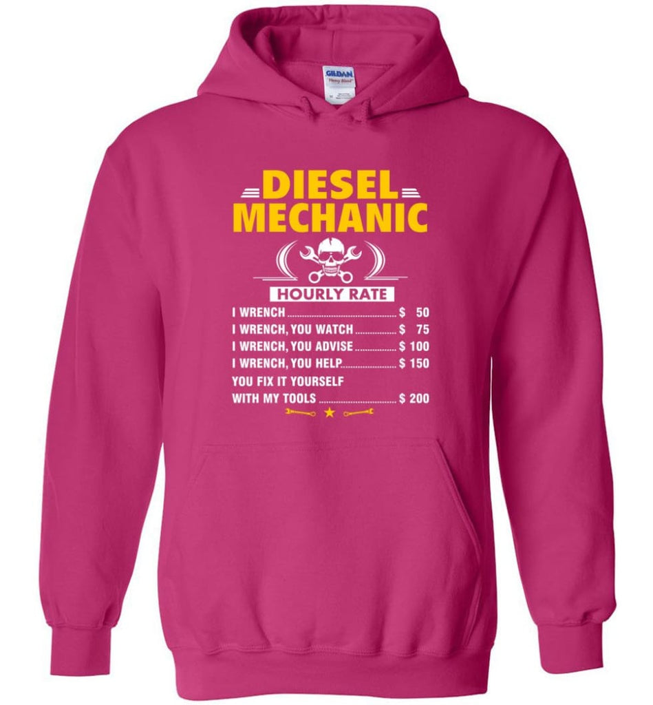 Diesel Mechanic Hourly Rate Hoodie - Heliconia / M