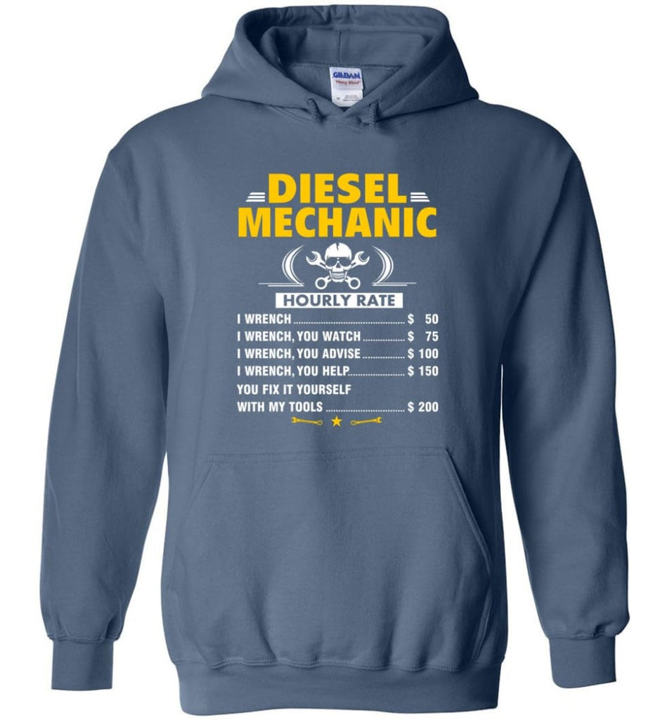 Diesel Mechanic Hourly Rate Hoodie - Indigo Blue / M