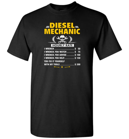 Diesel Mechanic Hourly Rate - Short Sleeve T-Shirt - Black / S