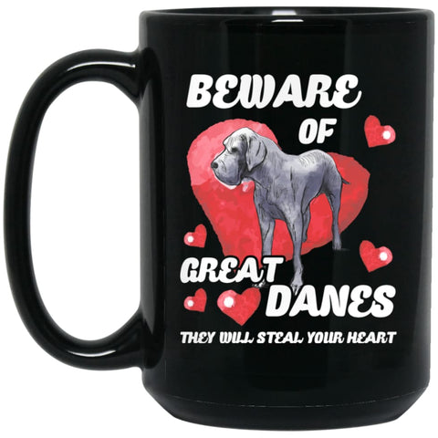 Dog Lovers Gift Beware Of Great Danes 15 oz Black Mug - Black / One Size - Drinkware