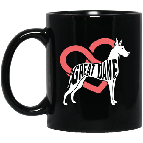 Dog Lovers Gift Great Dane Infinite Love 11 oz Black Mug - Black / One Size - Drinkware