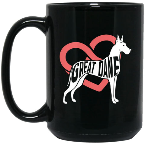 Dog Lovers Gift Great Dane Infinite Love 15 oz Black Mug - Black / One Size - Drinkware