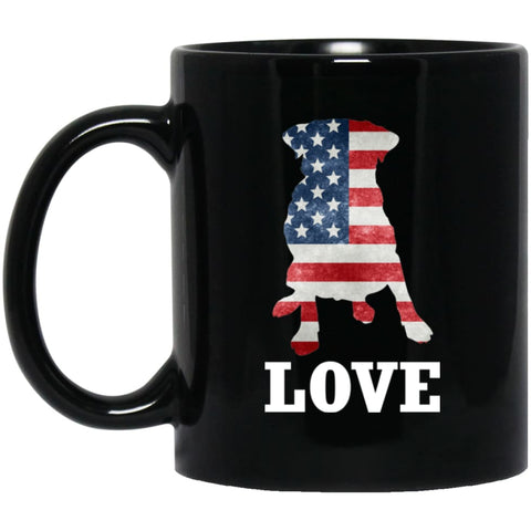 Dog Lovers Gift Patriotic American Flag Dog 11 oz Black Mug - Black / One Size - Drinkware