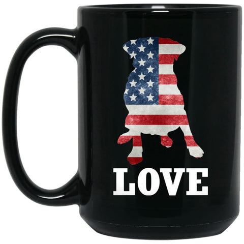 Dog Lovers Gift Patriotic American Flag Dog 15 oz Black Mug - Black / One Size - Drinkware