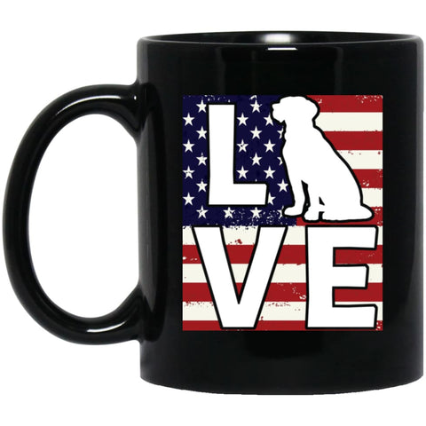 Dog Lovers Gift Patriotic American Flag Dog Love 11 oz Black Mug - Black / One Size - Drinkware