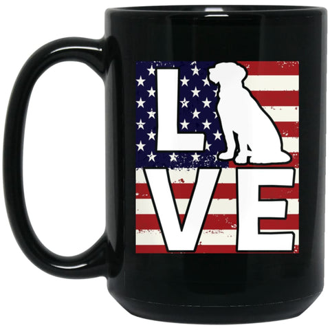 Dog Lovers Gift Patriotic American Flag Dog Love 15 oz Black Mug - Black / One Size - Drinkware