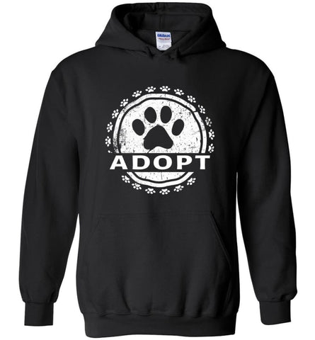 Dog Lovers Shirt Adopt A Dog Paw Print - Hoodie - Black / M