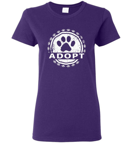 Dog Lovers Shirt Adopt A Dog Paw Print Women Tee - Purple / M