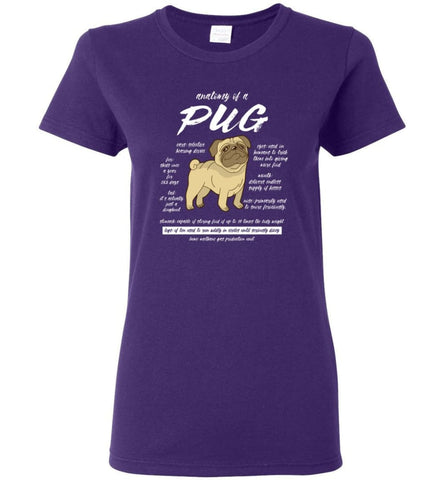 Dog Lovers Shirt Anatomy Of A Pug Women Tee - Purple / M