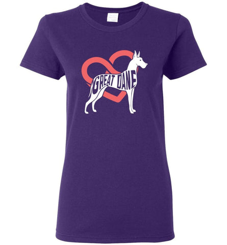 Dog Lovers Shirt Great Dane Infinite Love Women Tee - Purple / M