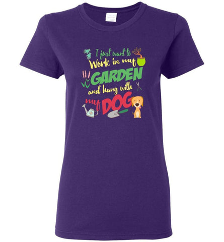 Dog Lovers Shirt Hang In My Garden Women Tee - Purple / M
