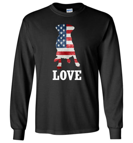 Dog Lovers Shirt Patriotic American Flag Dog Long Sleeve - Black / M