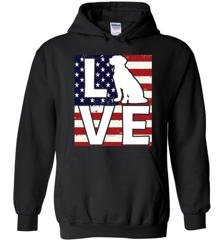 Dog Lovers Shirt Patriotic American Flag Dog Love - Hoodie - Black / M